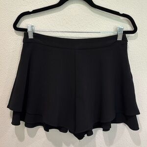 Zara Flowy Double Lined Shorts Size Med Women's Black Ruffle